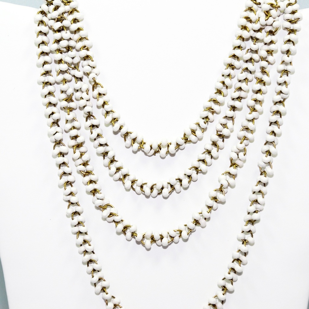 White Really Long Loop Necklace 128"
